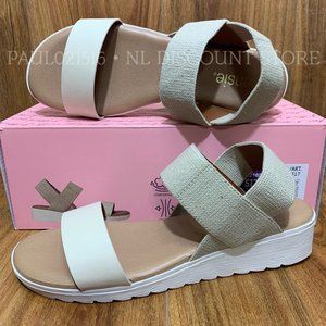 KENSIE Women's Everlee Stretch Strap Sandals, Natural